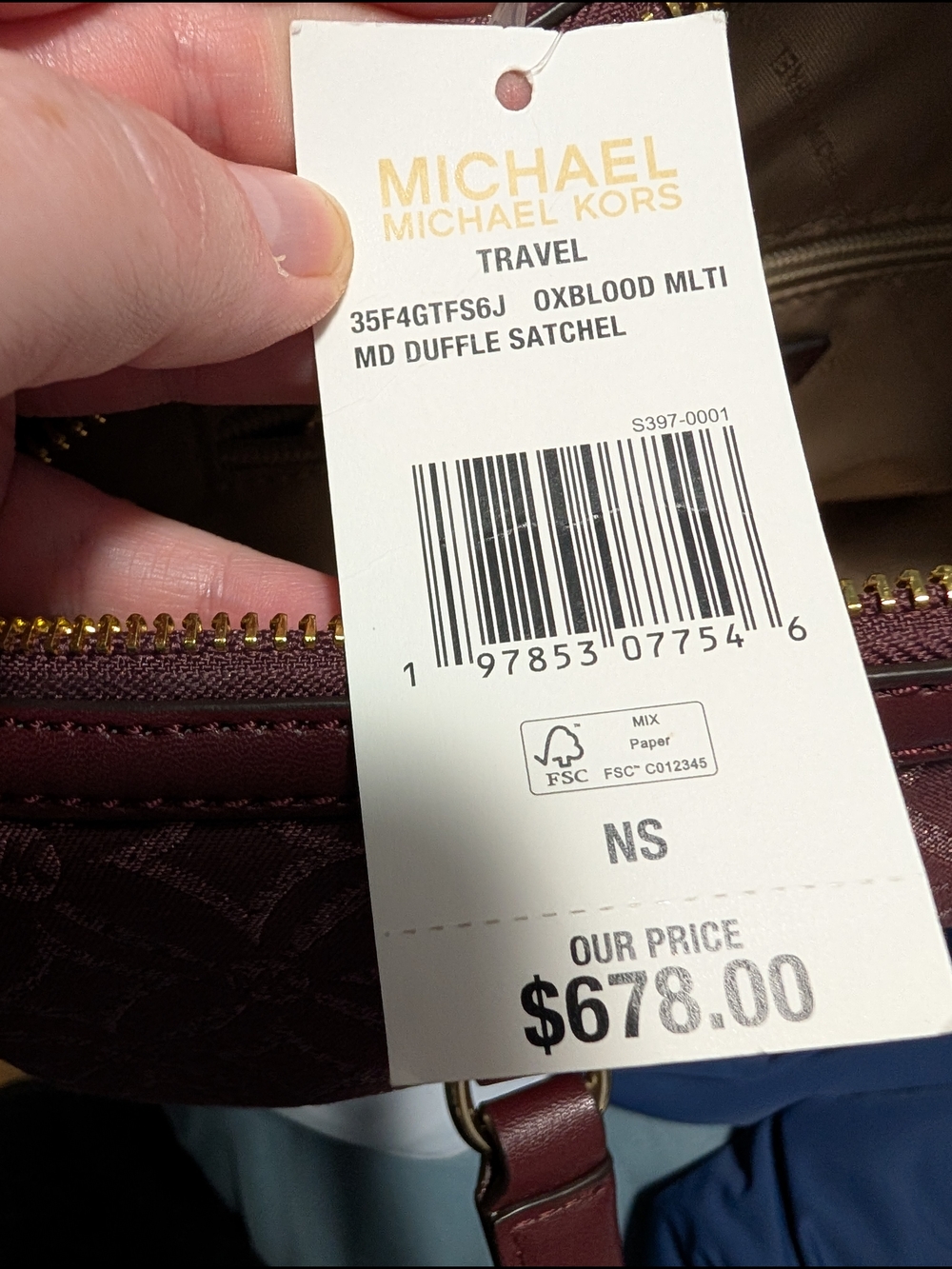 Michael Kors Travel Medium Duffle Satchel - Oxblood Multi Logo (NWT) - Picture 9 of 11